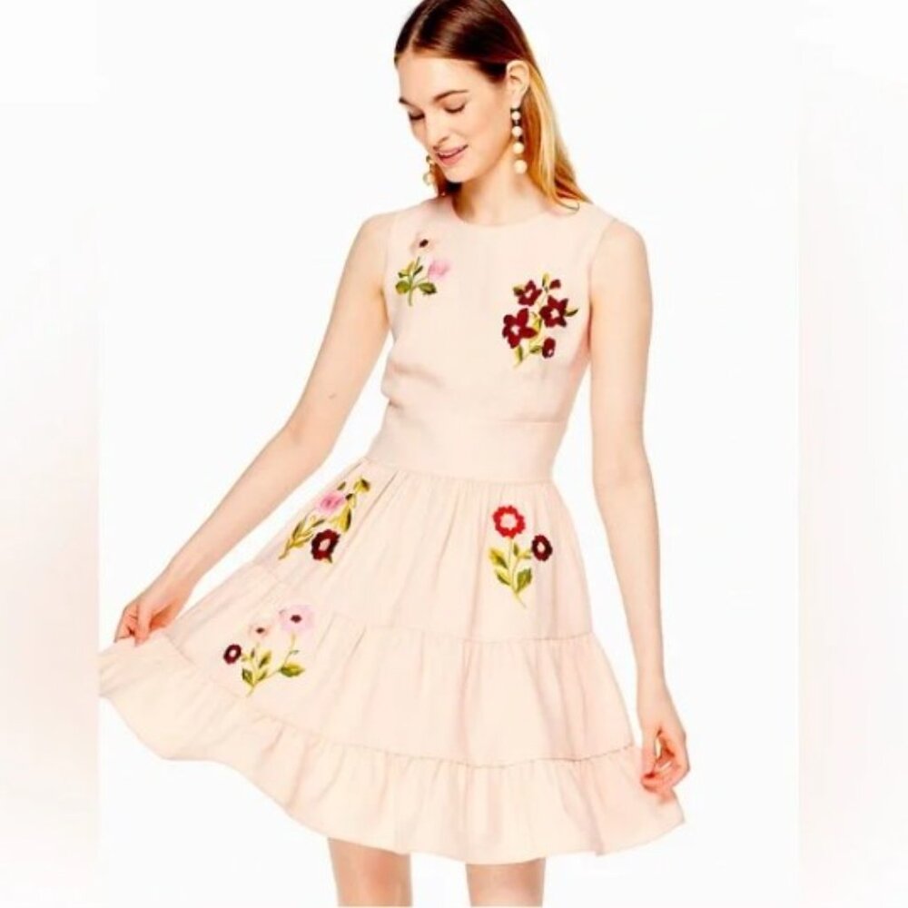 Kate Spade Floral Embroidered Dress in Rose Dew Size 4